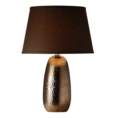 Ceramics Punched Base Table Lamp with Brown Shade