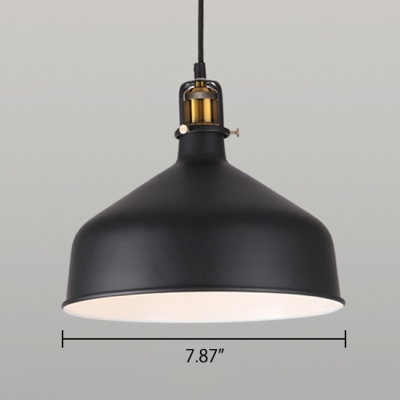 Industrial Single Pendant Light with Black or White Barn Shade for Indoor Lighting