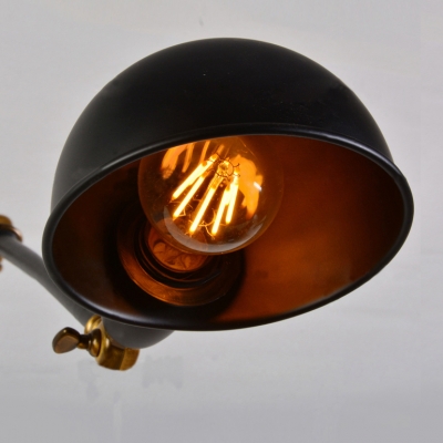 Industrial Wall Sconce Retro Swinging Adjustable Arm with Bowl Shade in Black