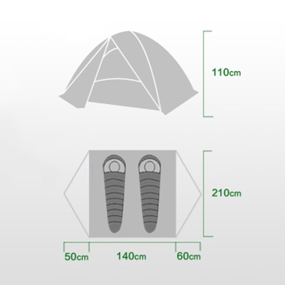 Ultralight Double Layer Water Resistant 2-Person 3-Season Green Backpacking Camping Tent