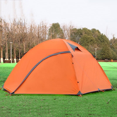 

Double Layer 3-Person Family Camping 3-Season Water Proof Backpacking Dome Tent, Orange, CH444799