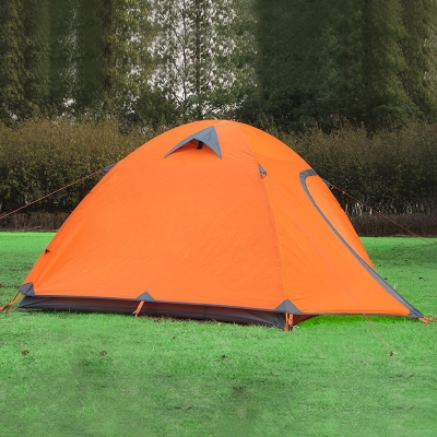Double Layer 3-Person Family Camping 3-Season Water Proof Backpacking Dome Tent, Orange