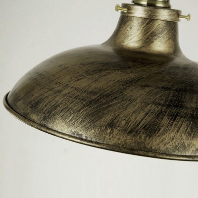 Industrial Bowl Ceiling Hang Lamp Single Metallic Suspension Pendant Light in Antiqued Brass