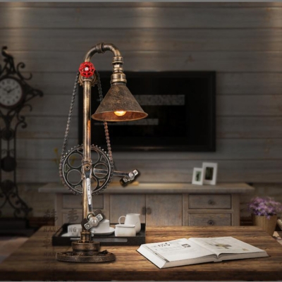 Industrial Bicycle Table Lamp with Pedal and Gear Accent, 21'' Height