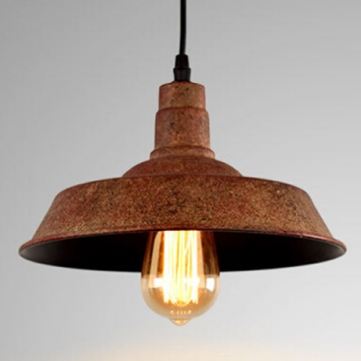Industrial Hanging Pendant Light Wide in Rust Finish