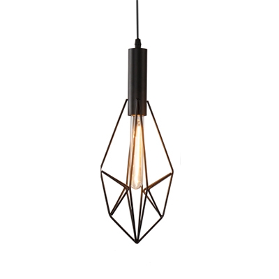 Industrial Pendant Light LOFT with Wire Metal Cage in Gold