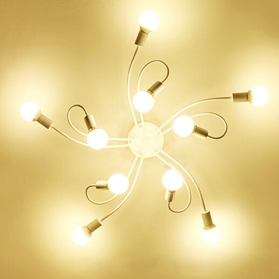 White Bulbs Spider Semi-Flush Light Contemporary