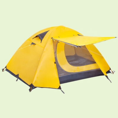 Outdoors Camping Tent Two Person 3-Season Anti-UV Dome Tent with Carry Bag in Yellow