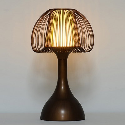 Industrial Desk Lamp Nordic 1 Light with Wire Net Metal Cage in Heritage Bronze