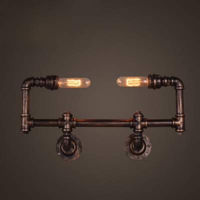 Industrial Retro Wall Sconce with Exposed Edison Bulbs, 21.5