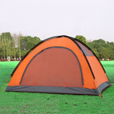 Double Layer 3-Person Family Camping 3-Season Water Proof Backpacking Dome Tent, Orange