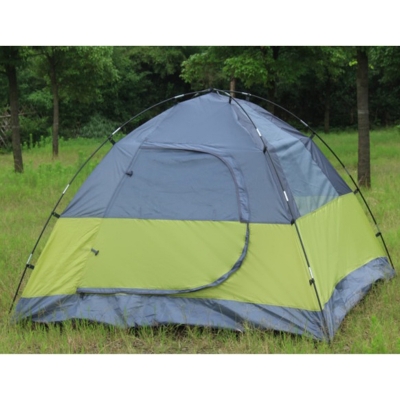 Zippered Double Doors Rainproof 3-Person Family Camping 3-Season Dome Tent- Green