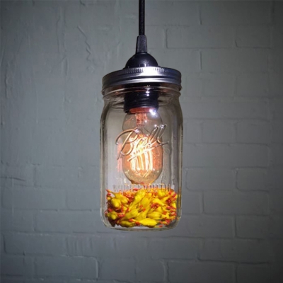 Industrial Hanging Pendant Light in Multicolor, Mason Jar