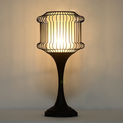 Nordic Style With Wire Net Metal Cage, Wire Cage Table Lamp