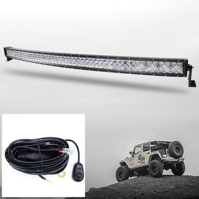 5D 52 Inch Off Road LED Light Bar CREE LED 300W 30 Degree Spot 60 Degree Flood Combo Beam Car Light For Off Road 4WD Jeep Truck ATV SUV with 1 Wire Harness