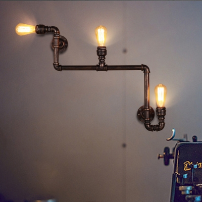 Details about   Industrial Wall Sconce 3-Light Steampunk Wall Lamp Water Pipe Wall Light Fixture 
