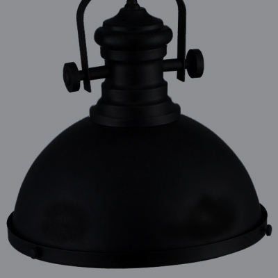 Industrial Style Black Single-Light Pendant in Black with Frosted Glass Diffuser