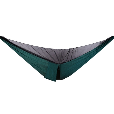 Portable Anti-Mosquito Net Hammock Shelter 1 Person 3 Season Lightweight Dark Green for Outdoor, Hiking, Camping