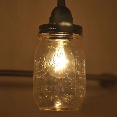 Industrial Hanging Pendant Light in Multicolor, Mason Jar