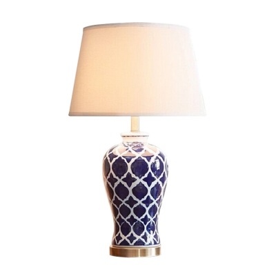 Vase Table Lamp Blue And White Porcelain Drum Shade