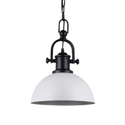 Industrial Hanging Pendant Light Handle Arm with Black/White Bowl Shade