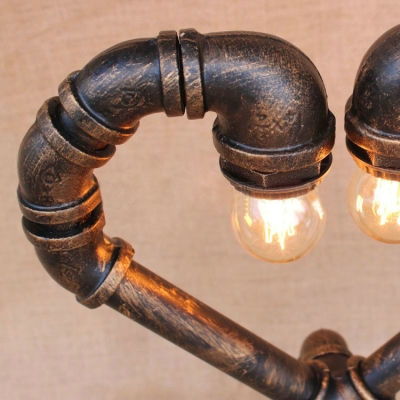 Industrial Heart-Shaped Pipe Table Lamp, 2 Lights 17'' Height