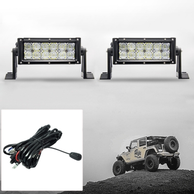 5D 7 Inch Off Road LED Light Bar CREE LED 36W 60 Degree Flood Beam Light For Off Road 4WD Jeep Truck ATV SUV Boat, Pack of 2 with 1 Wire Harness