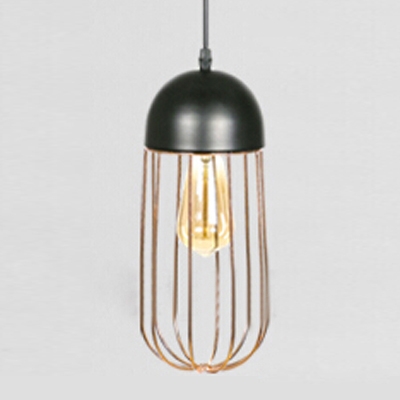 Industrial Hanging Lantern in Nordic Style with Stripe Wire Metal Cage in Gold or White