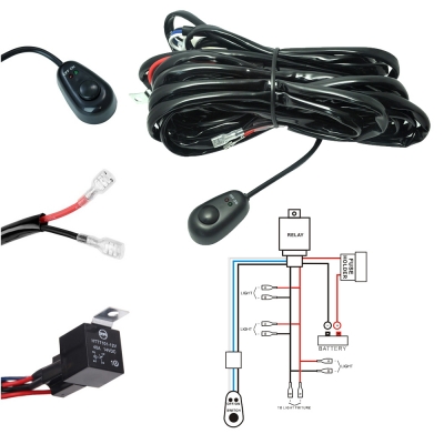 LED Light Bar Wiring Harness Kit 180W 12V 40A Fuse Relay ON/OFF Waterproof Switch 4 Lead 2 Meter Universal for Off Road ATV SUV Jeep Truck