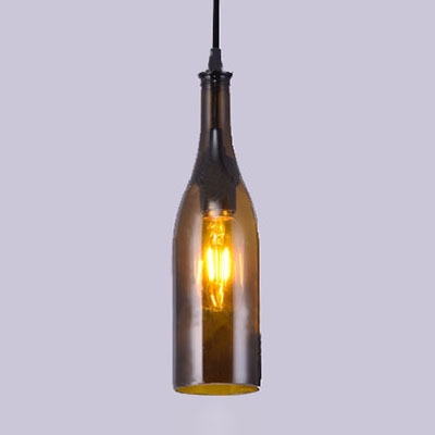 Industrial Hanging Pendant Light Bourbon Bottle in Bar Style, Brown/Yellow