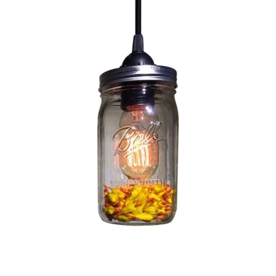 Industrial Hanging Pendant Light in Multicolor, Mason Jar