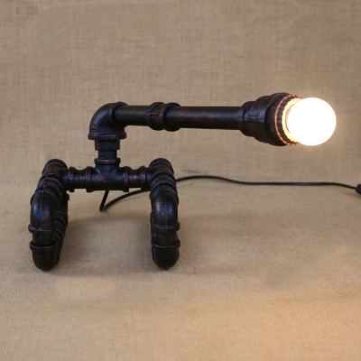 Industrial Tank Shaped Pipe Table Lamp in Black Finish