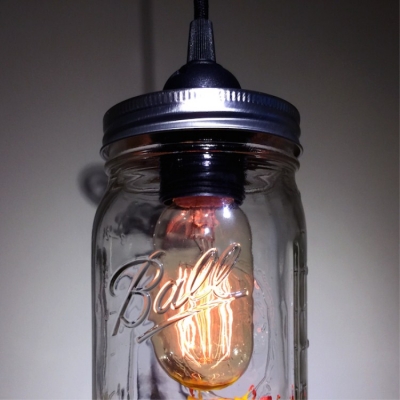 Industrial Hanging Pendant Light in Multicolor, Mason Jar