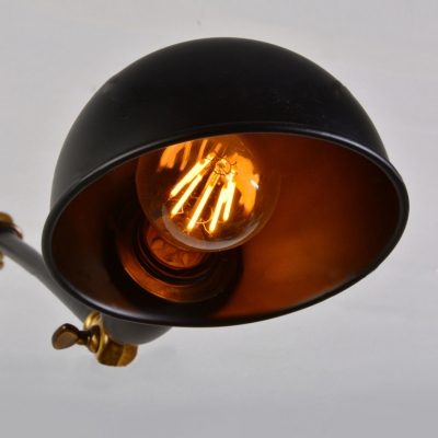 Industrial Wall Sconce Retro Adjustable Arm with Bowl Shade in Black Finish