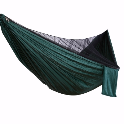 Portable Anti-Mosquito Net Hammock Shelter 1 Person 3 Season Lightweight Dark Green for Outdoor, Hiking, Camping
