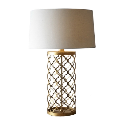 Contemporary Table Lamp with Cut Out Golden Base