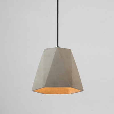 Industrial Hanging Pendant Light with Concrete Shade in Grey