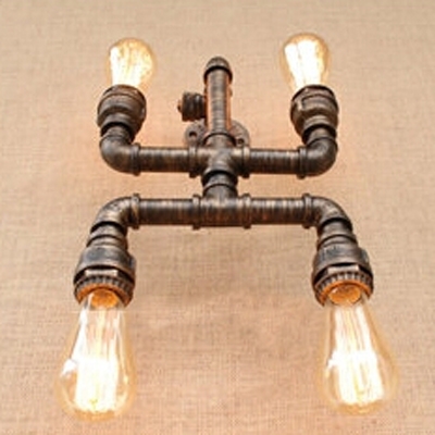 Industrial Loft Robot Pipe Wall Sconce 4 Lights, 10.2'' Height