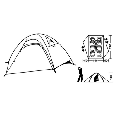 Windproof, Waterproof, UV Protection 4-Season 2-Person Camping Dome Tent