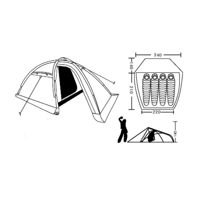 Easy up Lightweight 3-Person Camping Waterproof 3-Season Geodesic Tent- Yellow