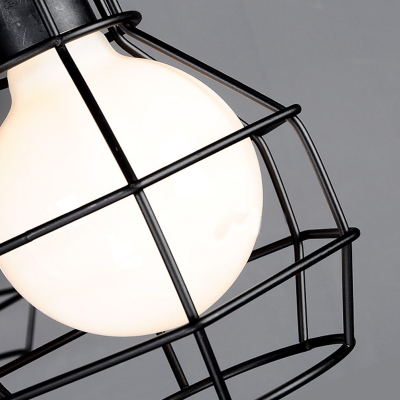 Industrial Close to Ceiling Light with Novelty Wire Net Metal Cage