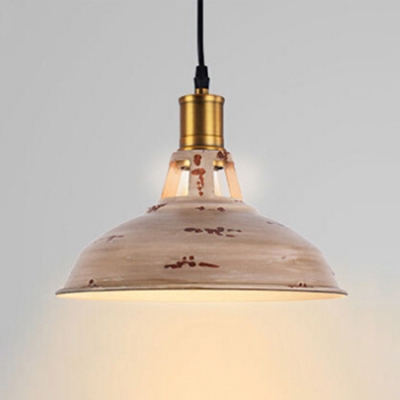 

Industrial Hanging Pendant Light with Wood Pattern Shade, Mini Sized, White;rust