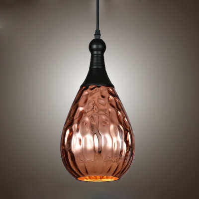 Water Drop Suspension Modernism Clear/Grey/Amber/Copper Glass Single Head Pendant Light