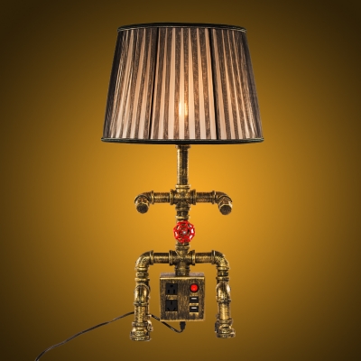 

Industrial Robot Table Lamp with Fabric Shade with Socket and USB Port Accent, HL444593