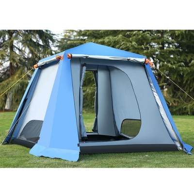 6~8 Person Larger 3-Season Cabin Instant Quick-pitch Tent for Hiking, Camping, Beach and Fishing(Blue)