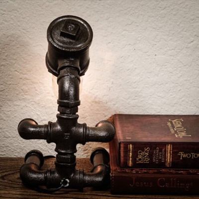 Industrial Baby Robot Table Lamp in Black/Antique Bronze Finish, 9'' Width
