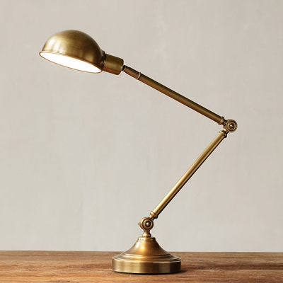 Industrial Table Lamp 19 Inch High Adjustable Arm with Gold Bowl Shade