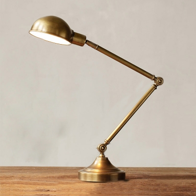 Industrial Table Lamp 19 Inch High Adjustable Arm with Gold Bowl Shade