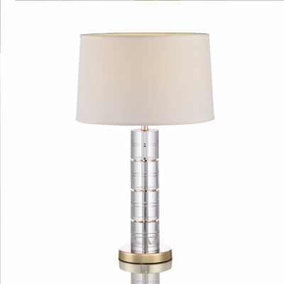 

Crystal Section Table Lamp with White Drum Shade, HL442428