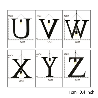 Industrial Alphabet Letter Pendant Light A to Z Metal Lighting in Black